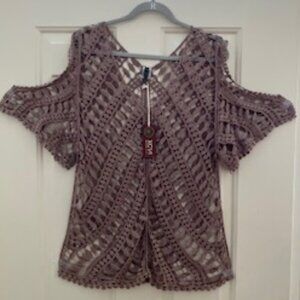 NWT XCVI Crochet Layering Short Sleeves 100% Cotton Top, Size 2 (L-XL)